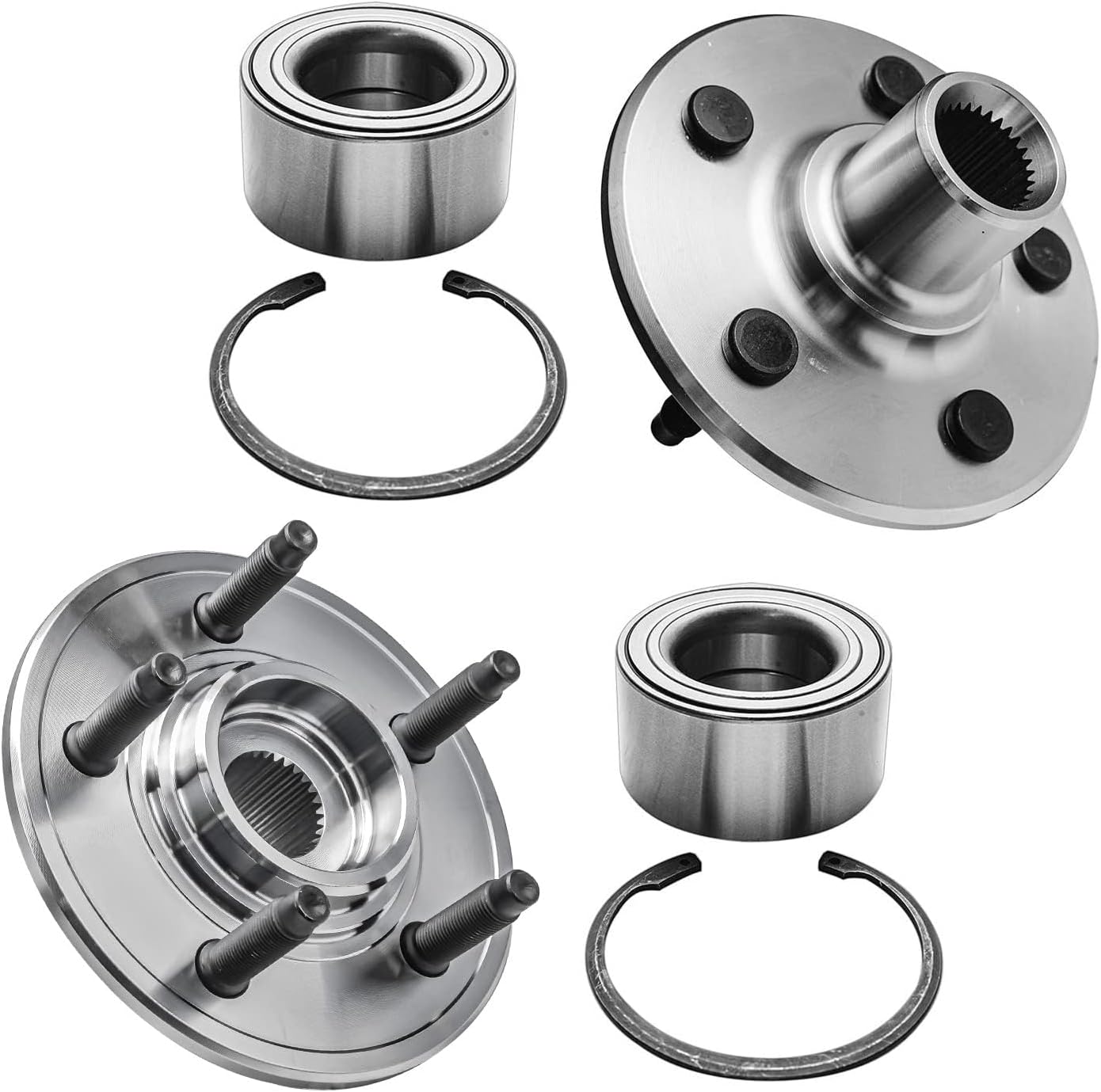 Detroit Axle - Rear Wheel Bearing Hubs Brake Kit for 2002-2005 Ford Explorer Mercury Mountaineer Wheel Bearing & Hubs Assembly Drilled & Slotted Brake Rotors Ceramic Brakes Pads 2003 2004 Replacement