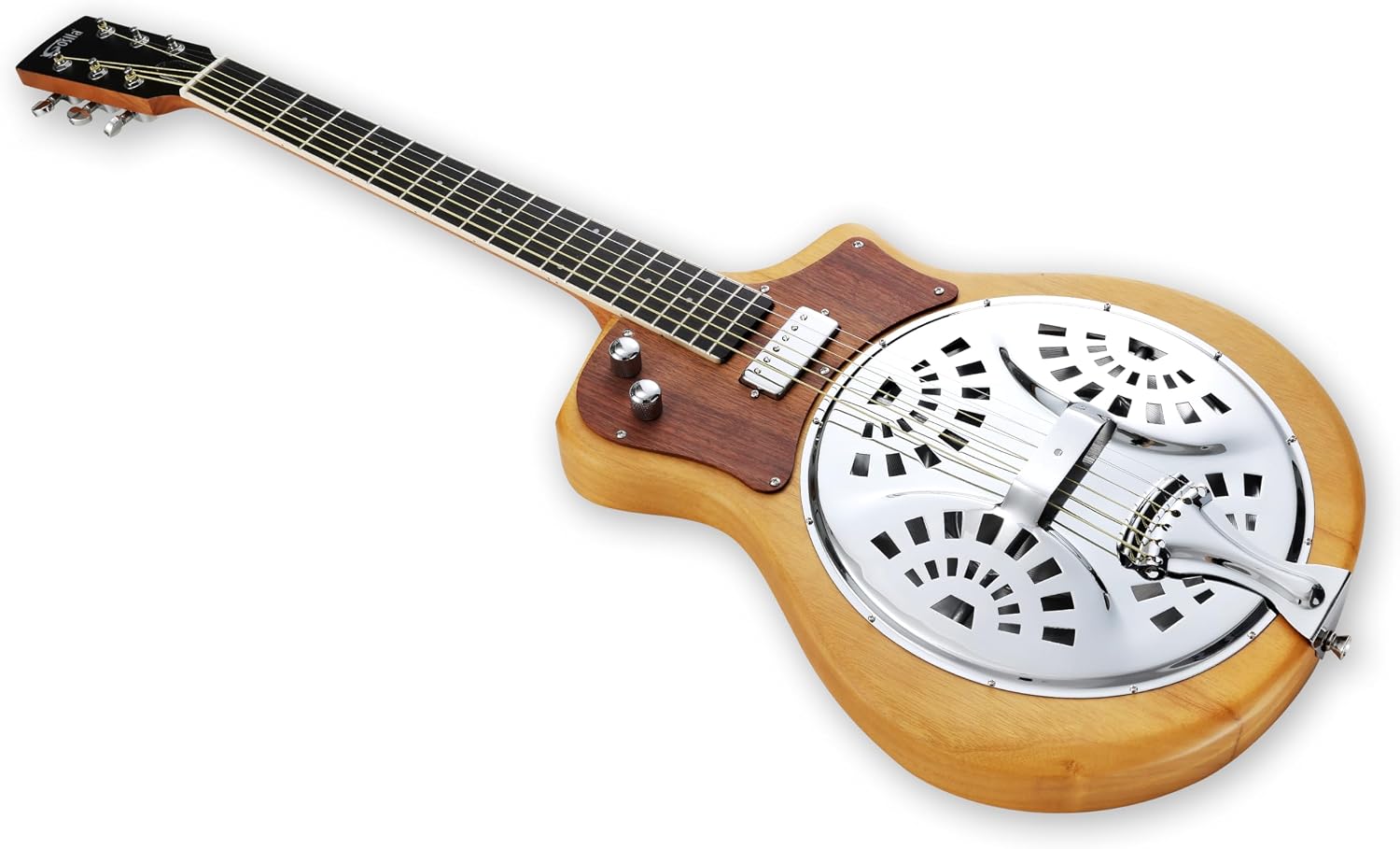 6-String Electric Resonator Guitar Solid Paulownia Top & Body, Okoume Neck, Purple Heart Fingerboard, HH Ceramic Pickups, 635mm Scale, Matte Finish, Phosphor Bronze Strings