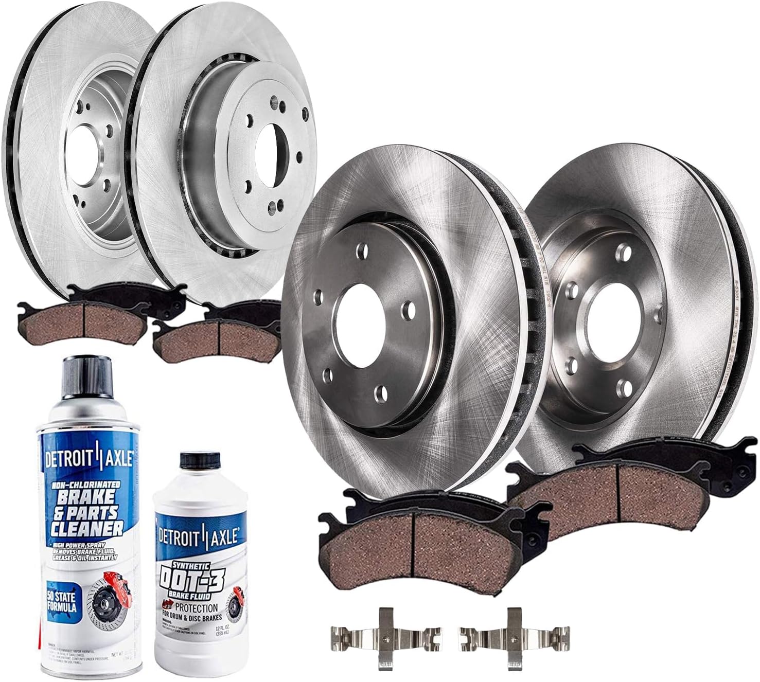 Detroit Axle - Brake Kit for 2018-2022 Kia Stinger 2019-2022 Genesis G70, Disc Brake Rotors Ceramic Brakes Pads 2019 2020 2021 Replacement : 13.78' inch Front and 13.39' inch Rear Rotor