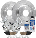 Detroit Axle - Rear Brake Kit for Ford Fusion Lincoln MKZ Zephyr Mazda 6 Mercury Milan, Drilled & Slotted Brake Rotors Ceramic Brake Pads Disc Brake Calipers Replacement : 11.02 inch Rotor