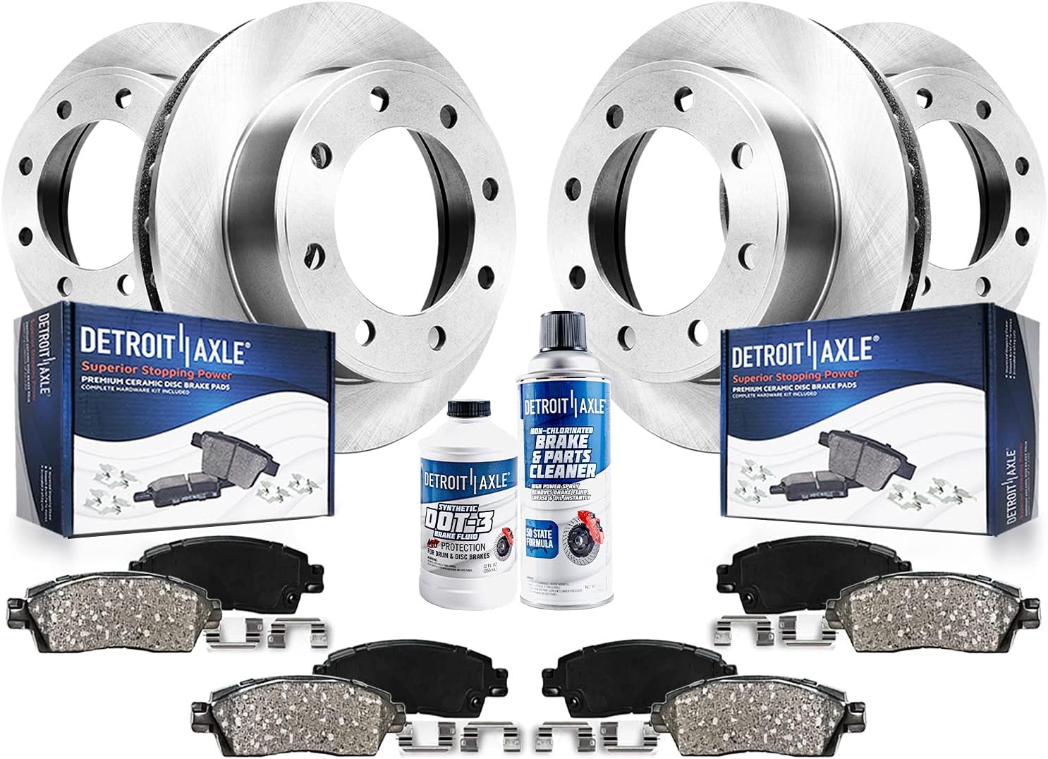 Detroit Axle - Brake Kit for 2012-2021 Nissan NV1500 NV2500 NV3500 Brake Rotors Ceramic Brakes Pads 2013 2014 2015 2016 2017 2018 2019 2020 Replacement : 14.17' inch Front and 14.36' inch Rear Rotor