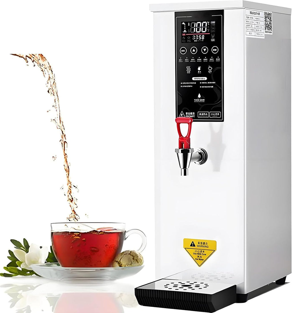 8L Commercial Hot Water Dispenser,Step-Heating Electric Water Boiler with 86-212℉ Adjustable Temperature,LCD Display,Fast Heating for Tea Coffee Restaurant Hotel Office White
