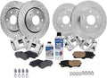 Detroit Axle - Brake Kit for Chrysler Town & Country Grand Caravan Routan Drilled Brake Rotors Ceramic Brakes Pads Brake Calipers Replacement [11.89 inch Front & 12.00 inch Rear Rotors]