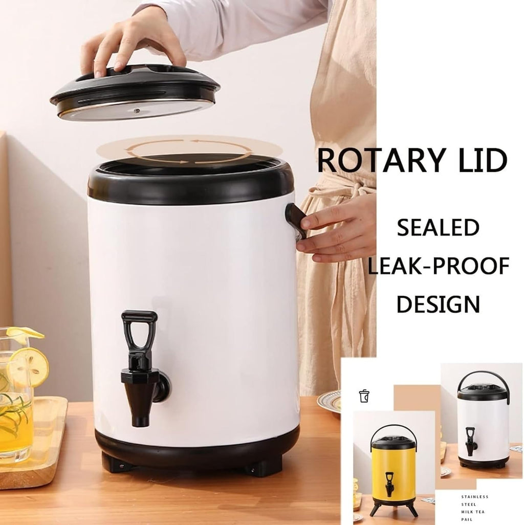 Stainless Steel Hot And Cold Water Dispenser 6L 8L 10L 12L Urn Boiler - Portable Large Capacity Sealing Teapot With Faucet For Catering, Office, Hotels, Party(Blue,12L)