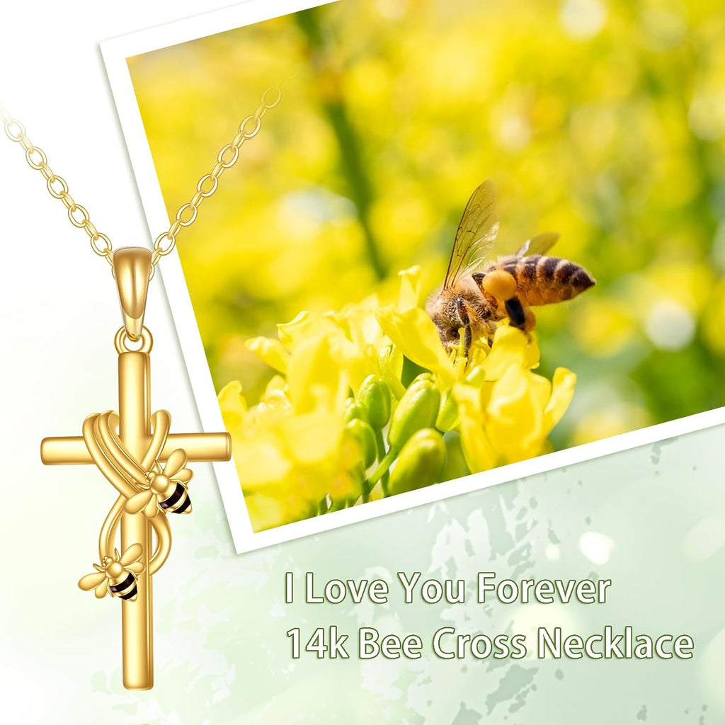 KECHO 14k Real Gold Cross Jewelry Gifts for Mother Grandma Sister Cross Pendant Necklace for Women