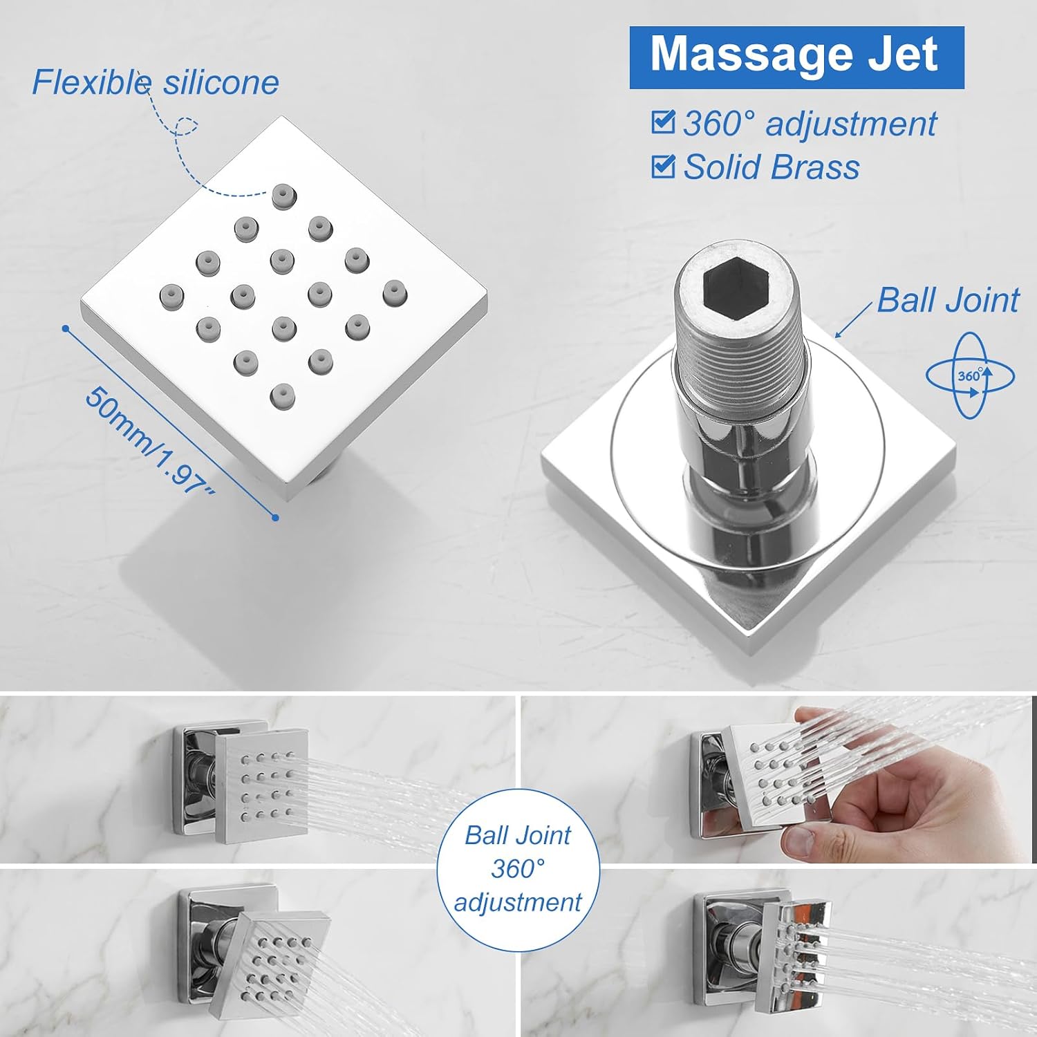 RUMOSE Rainfall Shower System with 4 Body Jets Wall Mounted 4 Mode Shower Faucet Set with 12 Inch Rain Shower Head and 2 in 1 Handheld Spray, Polished Chrome Brass Shower Fixtures, Rough-in Valve