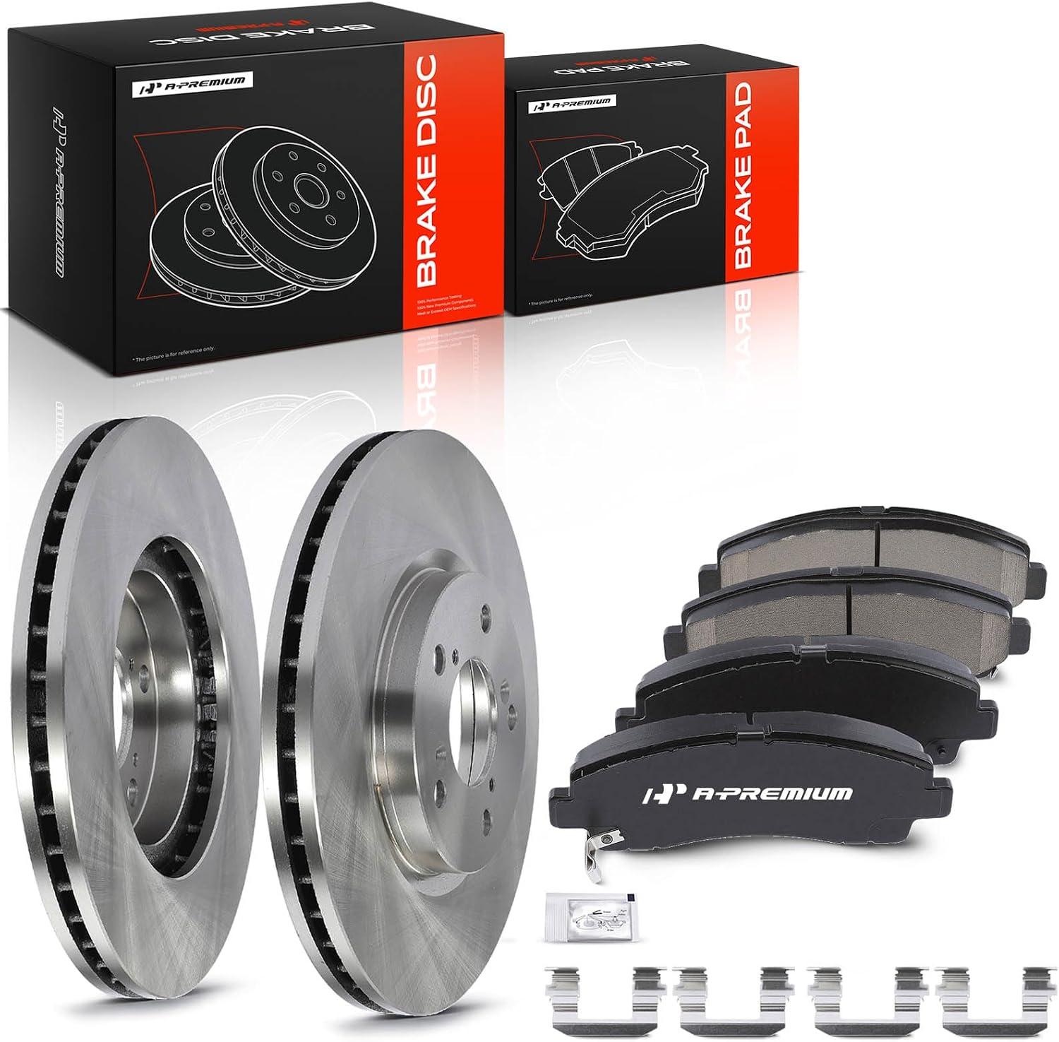 A-Premium 12.59 inch (319.7mm) Front Vented Disc Brake Rotors + Ceramic Pads Kit Compatible with Select Honda Model - Ridgeline 2006 2007 2008 2009 2010 2011, V6 3.5L, 6-PC Set