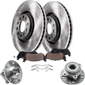 Detroit Axle - 6pc Front Brake Kit for Volkswagen Jetta Golf Eos Audi A3 Quattro, Disc Brake Rotors Ceramic Brakes Pads Wheel Bearing Hubs Replacement