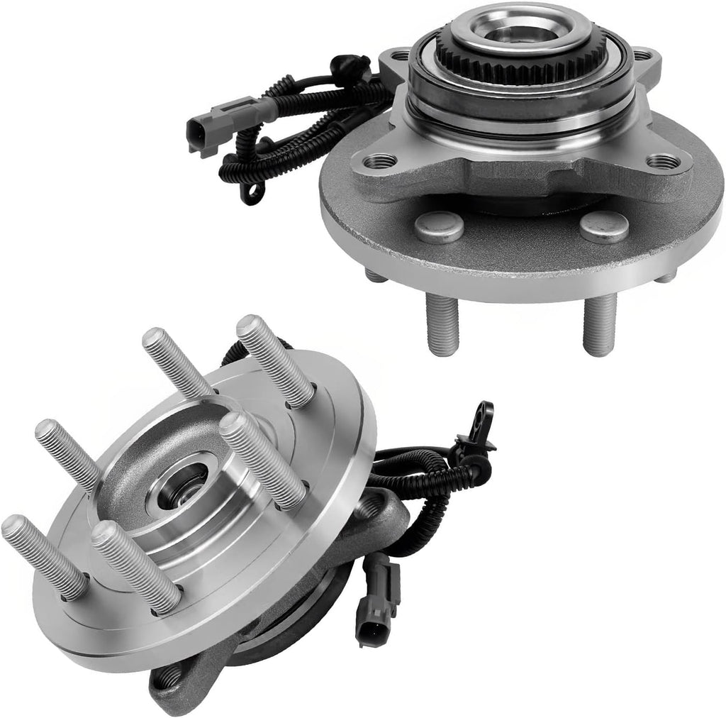 Detroit Axle - RWD Front Brake Kit for Ford 2018-2020 F-150 Drilled and Slotted Brake Rotors Ceramic Brake Pads Wheel Hub Bearings 2019 Replacement