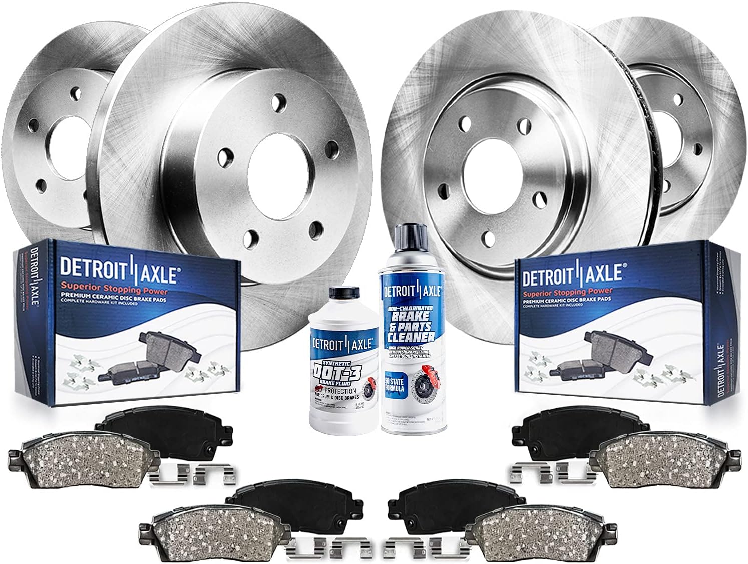 Detroit Axle - Brake Kit for 2014-2024 Mini Cooper Disc Brake Rotors Ceramic Brakes Pads with Hardware Replacement: 11.02' inch Front and 10.20' inch Rear Rotor