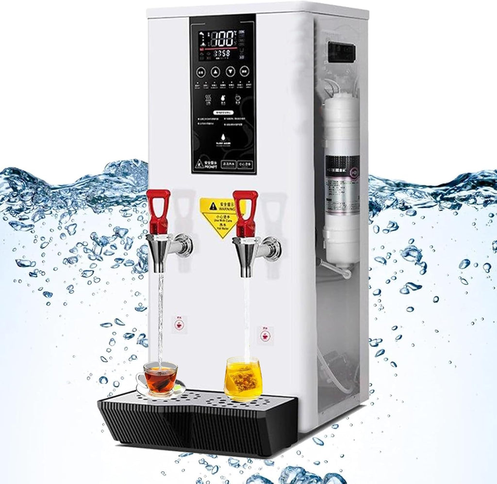 Electric Commercial Hot Water Dispenser 3000W, 45 L/H Countertop Water Boiler for Hot Drinks, Water Boiler Dispenser with LCD Touch Screen,White-hot hot