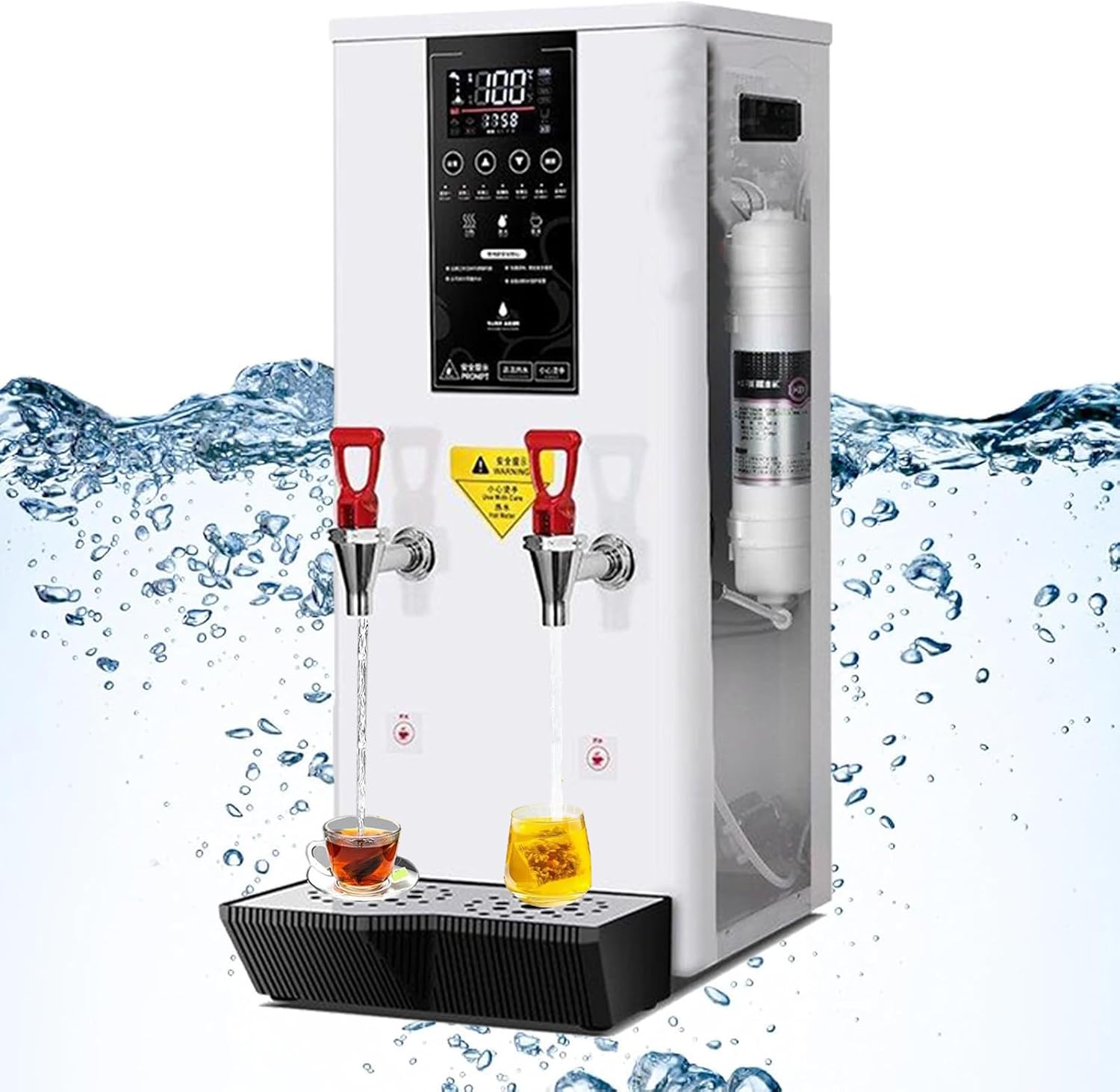 Electric Commercial Hot Water Dispenser 3000W, 45 L/H Countertop Water Boiler for Hot Drinks, Water Boiler Dispenser with LCD Touch Screen,White-hot hot