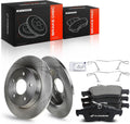 A-Premium 10.67 inch (271mm) Rear Solid Disc Brake Rotors + Ceramic Pads Kit Compatible with Select Ford Models - Focus 2012 2013 2014 2015 2016 2017 2018, 6-PC Set