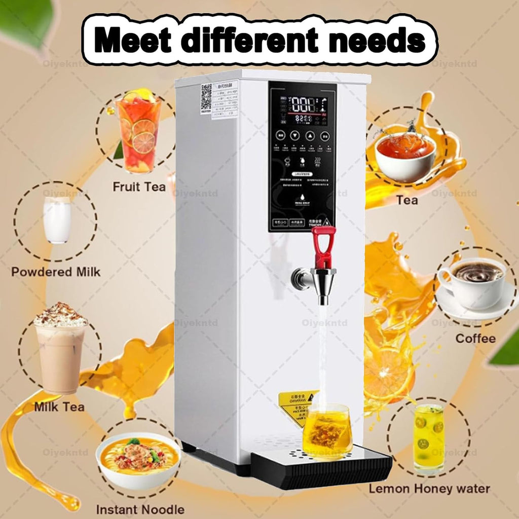Commercial Hot Water Dispenser, Electric Countertop Step-Heating Boiler for Tea, Coffee, and Desserts in Hotels and Cafés, 60L/H Large Output White