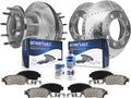 Detroit Axle - DRW Brake Kit for 2013-2022 Ford F-350 Super Duty, Drilled and Slotted Disc Brake Rotors Ceramic Brakes Pads Replacement: 14.29' inch Front and Rear Rotor