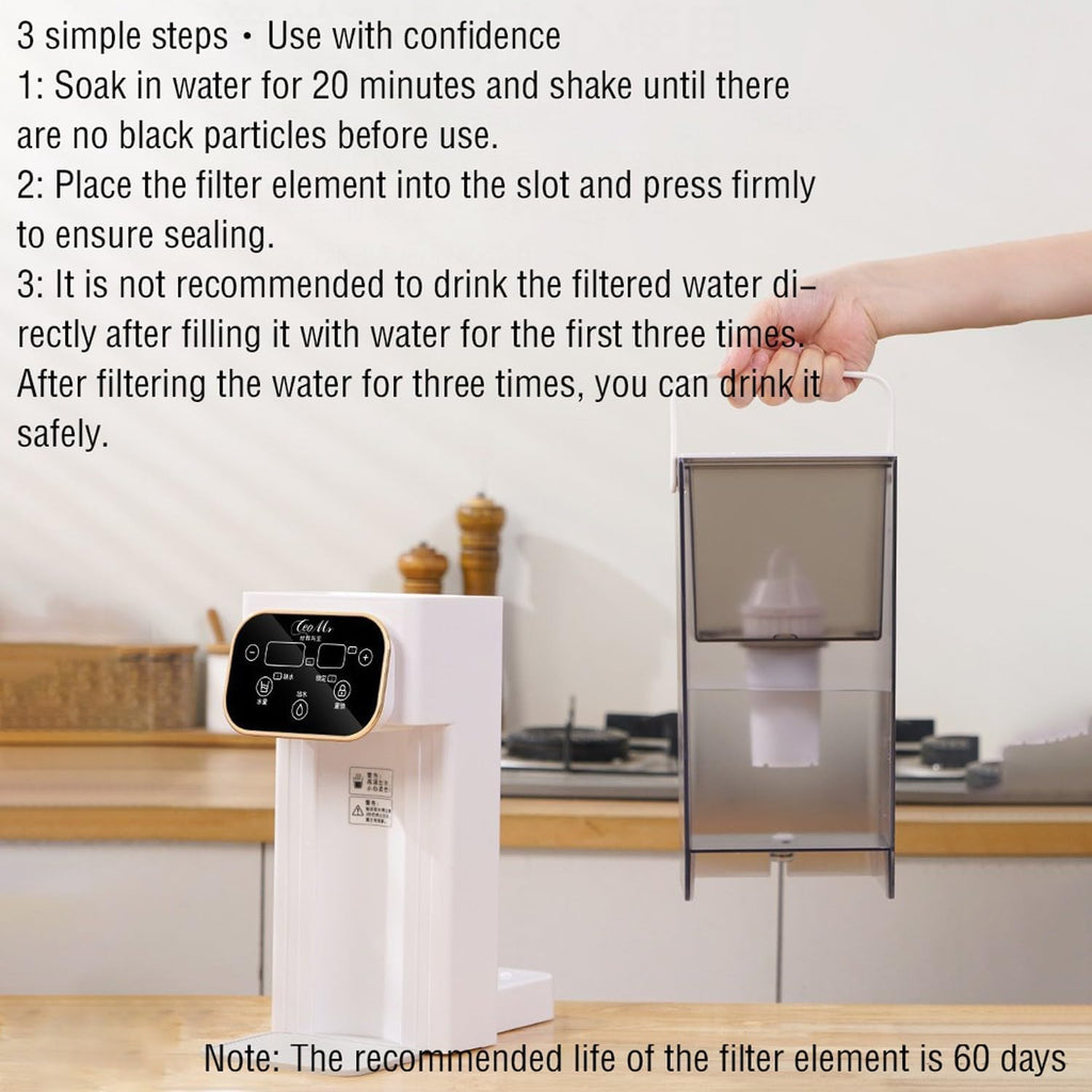 SinSed electric water boiler 热水壶 instant hot water dispenser Portable household small three-second rapid heating dual/single display desktop direct drinking water dispenser white/green(Color:c), Size
