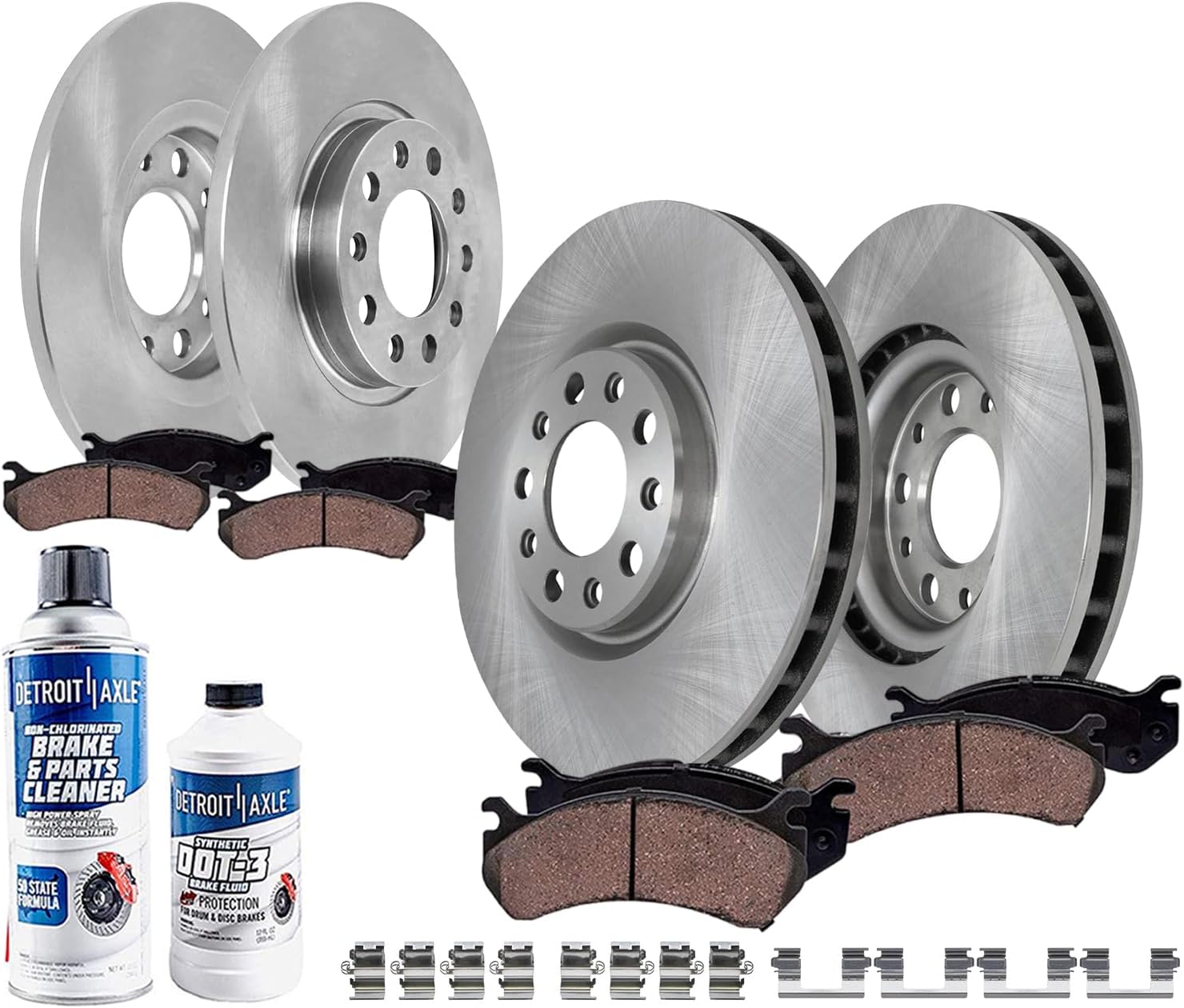 Detroit Axle - Brake Kit for 2014-2022 Jeep Cherokee [Single Piston Front Calipers], Brakes Rotors Brake Pads 2015 2016 2017 2018 2019 2020 2021 Replacement : 12.99' Front and 10.95' Rear Rotor