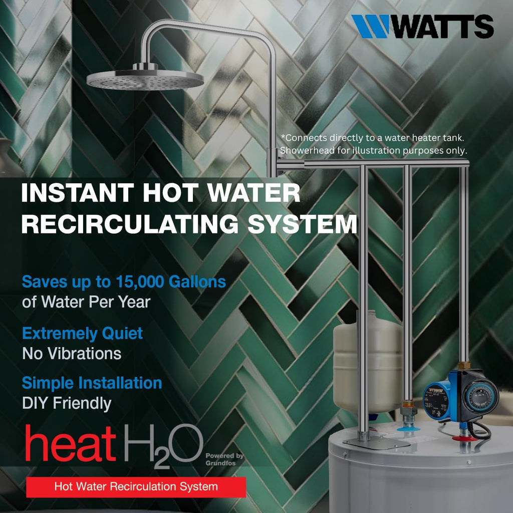 Watts Heat H2O Hot Water Recirculation System w/Programmable Timer, Instant Hot Water, 3 Year Warranty, Pump, 2 Adapters, Sensor Valve, Mounting Screws, 2 Supply Lines, Easy DIY Install (0955805)