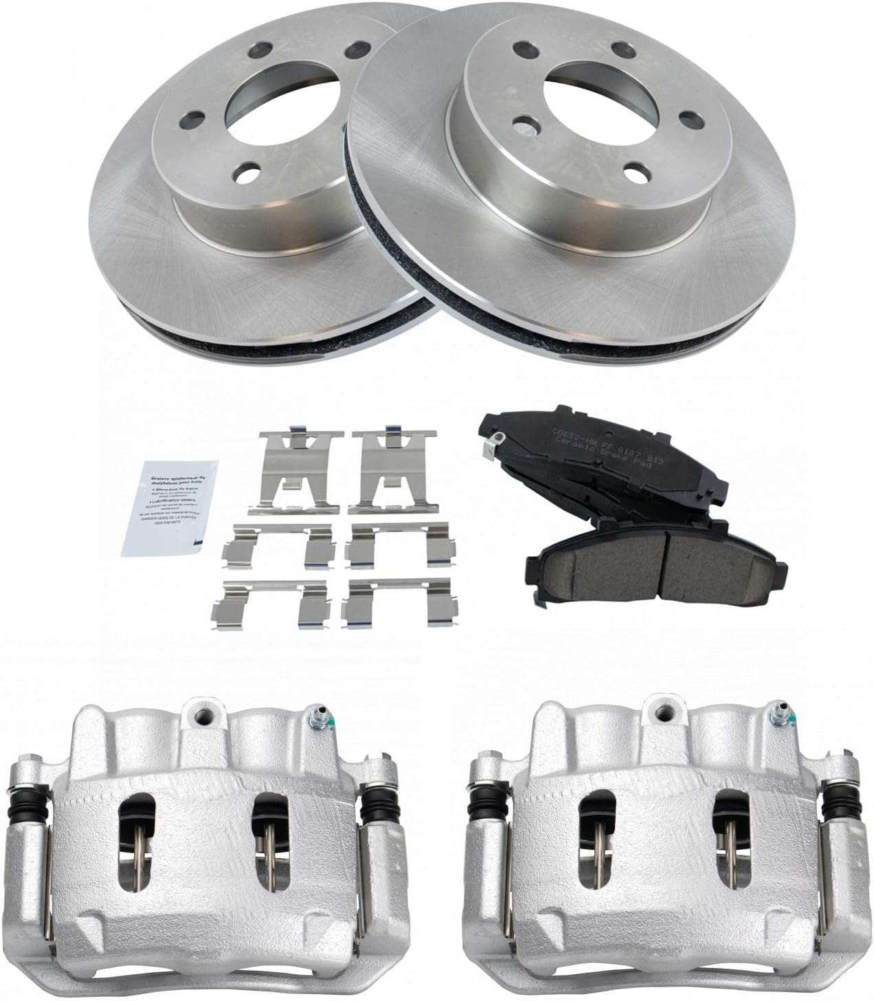 TRQ Front Brake Pad and Rotor Set Ceramic Vented Rotors Calipers Compatible with 1995-2001 Ford Explorer 1998-2002 Ranger 1998-2002 Mazda B4000 1998-2001 Mercury Mountaineer