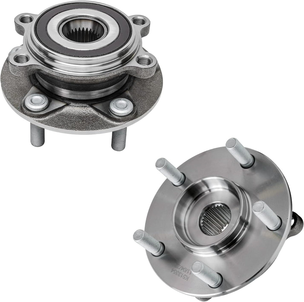 Detroit Axle - Front Brake Kit for 2014 2015 2016 2017 2018 Mazda 3 Drilled & Slotted Brake Rotors Ceramic Brake Pads Wheel Bearing & Hubs Replacement : 11.02' inch Front Rotor
