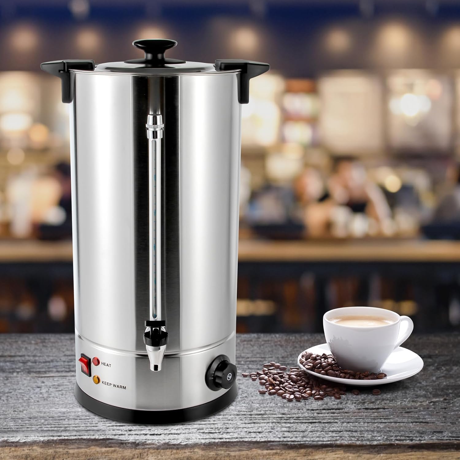 Commercial Coffee Urn, 25L/6.6Gal Stainless Steel Percolate Coffee Maker Hot Water Dispenser for Home, Party, Office, Wedding, Silver