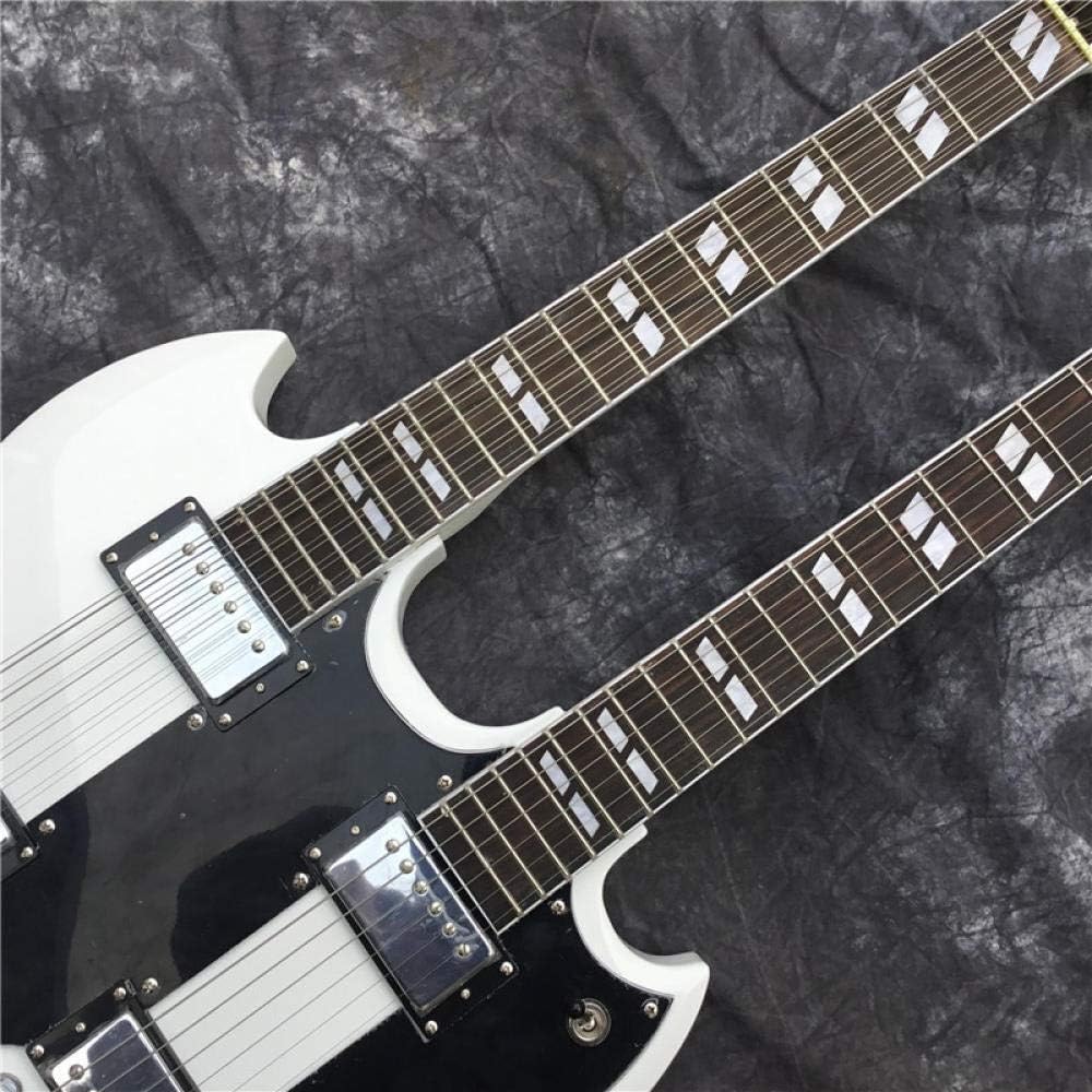 CJWSLYT Guitar Electric Guitar 12 String + 6 String White Guitar String Acoustic Steel Acoustic Guitar Strings ZDANFDD (Color : Guitar and case, Size : 39 inches)
