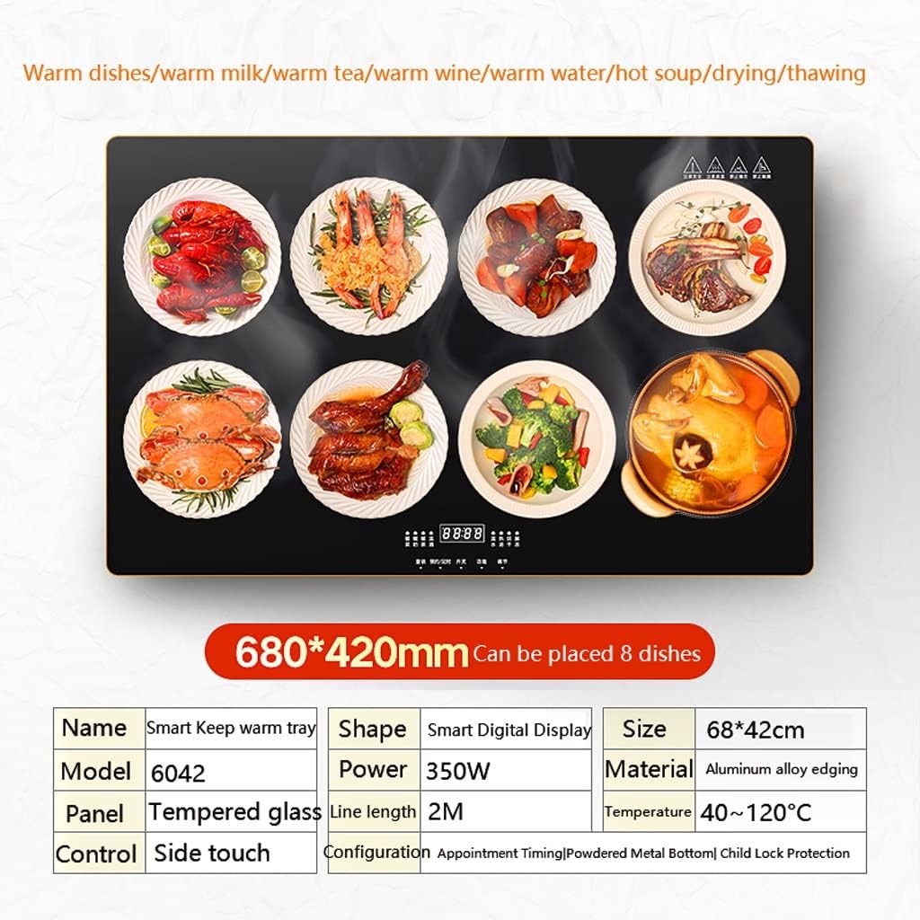 Plate Warmer Electric Warming Tray Multifunctional Hotplates Glass Top Keep Food Warm with Touch AdjusTemperature Control Warming Serving Tray Food for Buffets Home Dinners