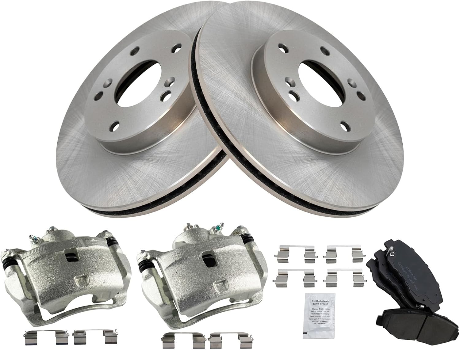 TRQ Front Brake Pad and Rotor Set Ceramic Vented Rotors Calipers Compatible with 2014-2015 Acura ILX 2003-2017 Honda Accord 2013-2015 Civic