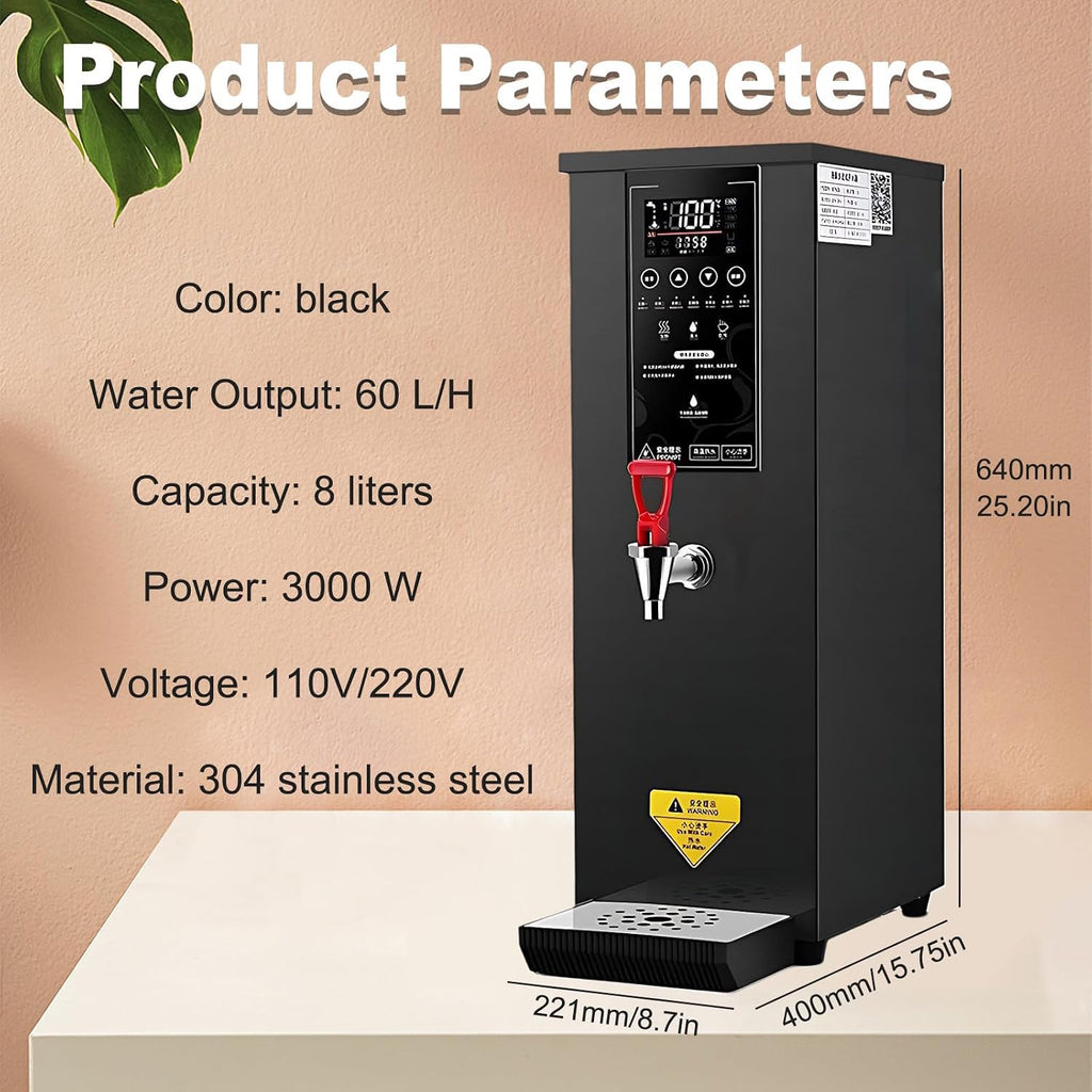 3000W Hot Water Dispenser, Electric Water Boiler with Triple-Layer Thermal Insulation, 304 Stainless Steel Liner for Home and Office