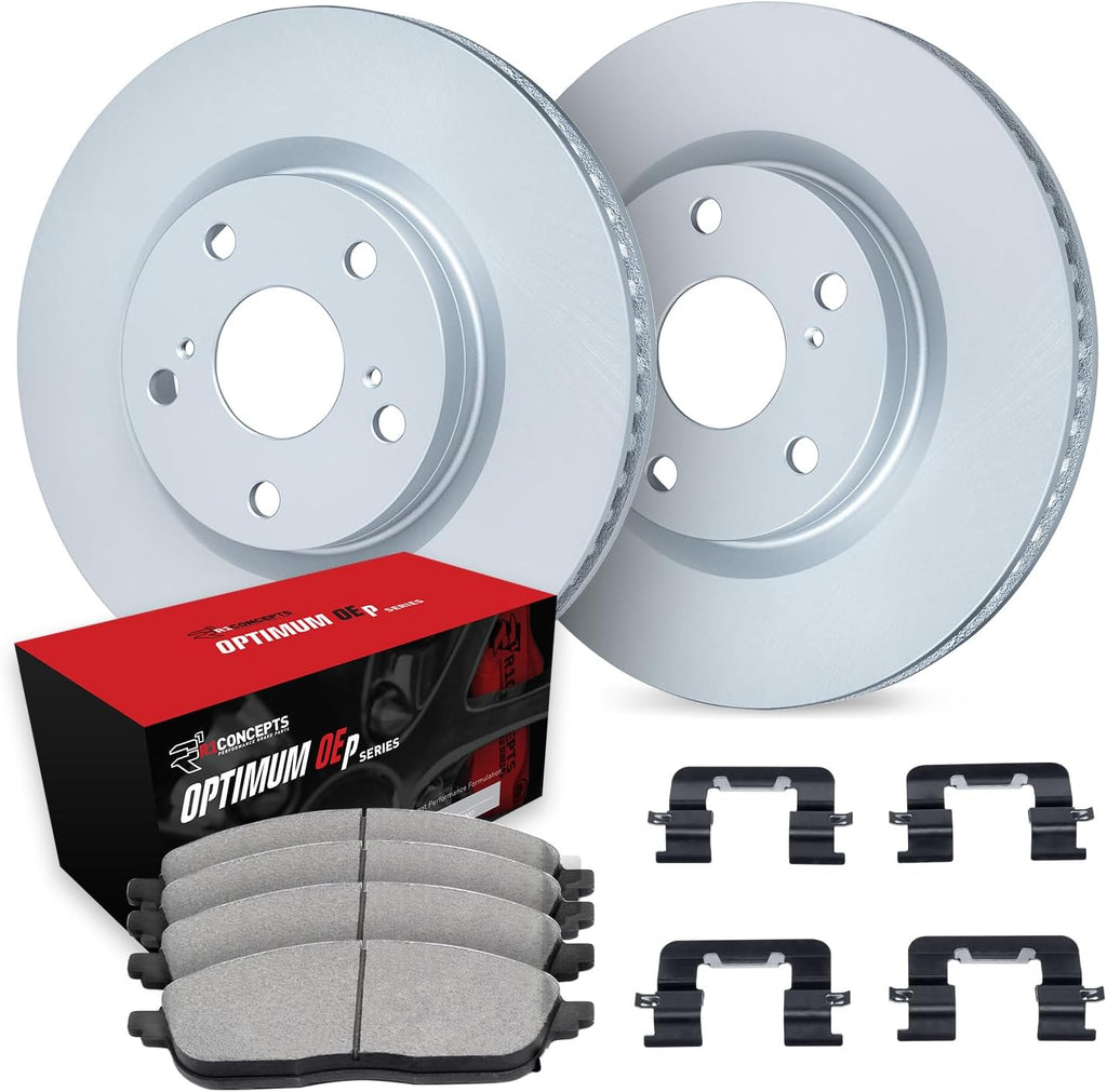 R1 Concepts Front Brake Kit Fits 2021-2024 Hyundai Elantra; 2021-2023 Hyundai Sonata; 2023-2025 Kia Niro; 2025 Kia K5| Optimum Oep Pads, Blank Rotors| Hardware| 12.0' Front