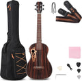 Adult Ukulele 30' All Black Wood Bass Acoustic Electric Guitar Left Hand Ukulele With Truss And EQ With Gig Bag Strap Nylon Strings(Right hand)
