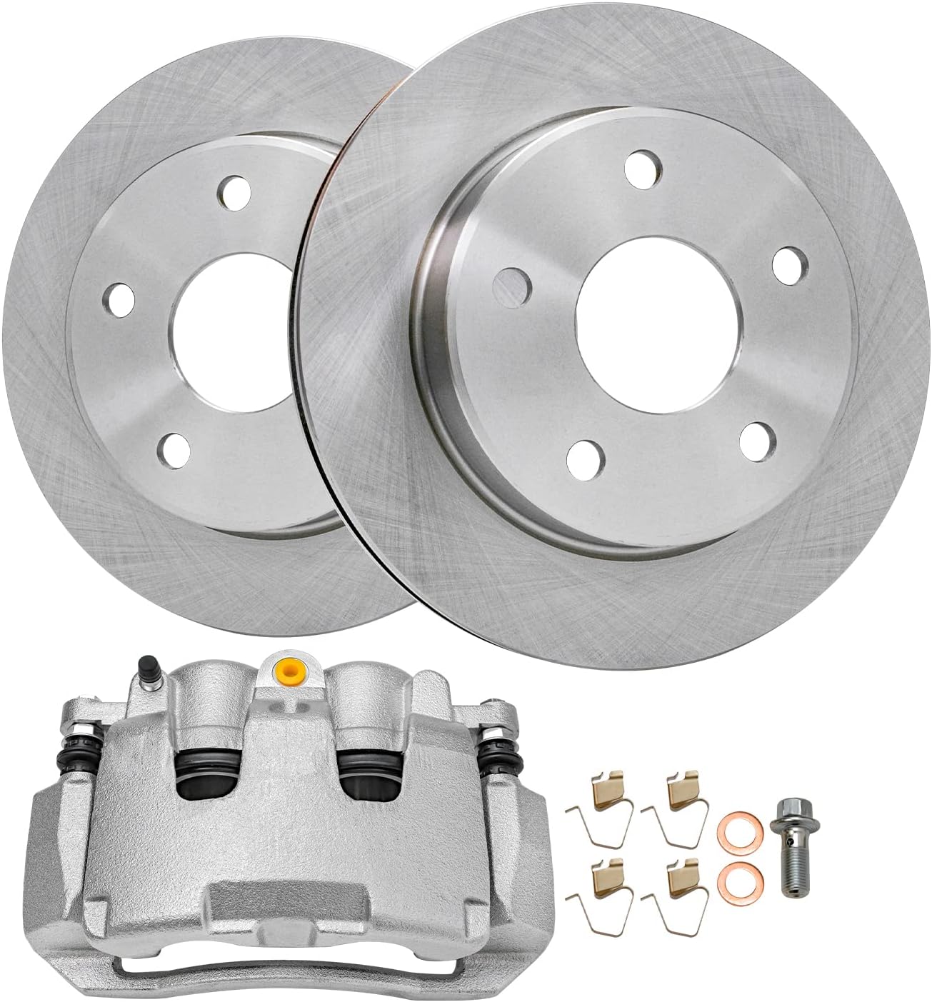 Detroit Axle - Front Brake Kit for 2005-2008 Dodge Dakota 2006-2009 Mitsubishi Raider Disc Brake Rotors Disc Brakes Caliper w/Bracket 2007 Replacement