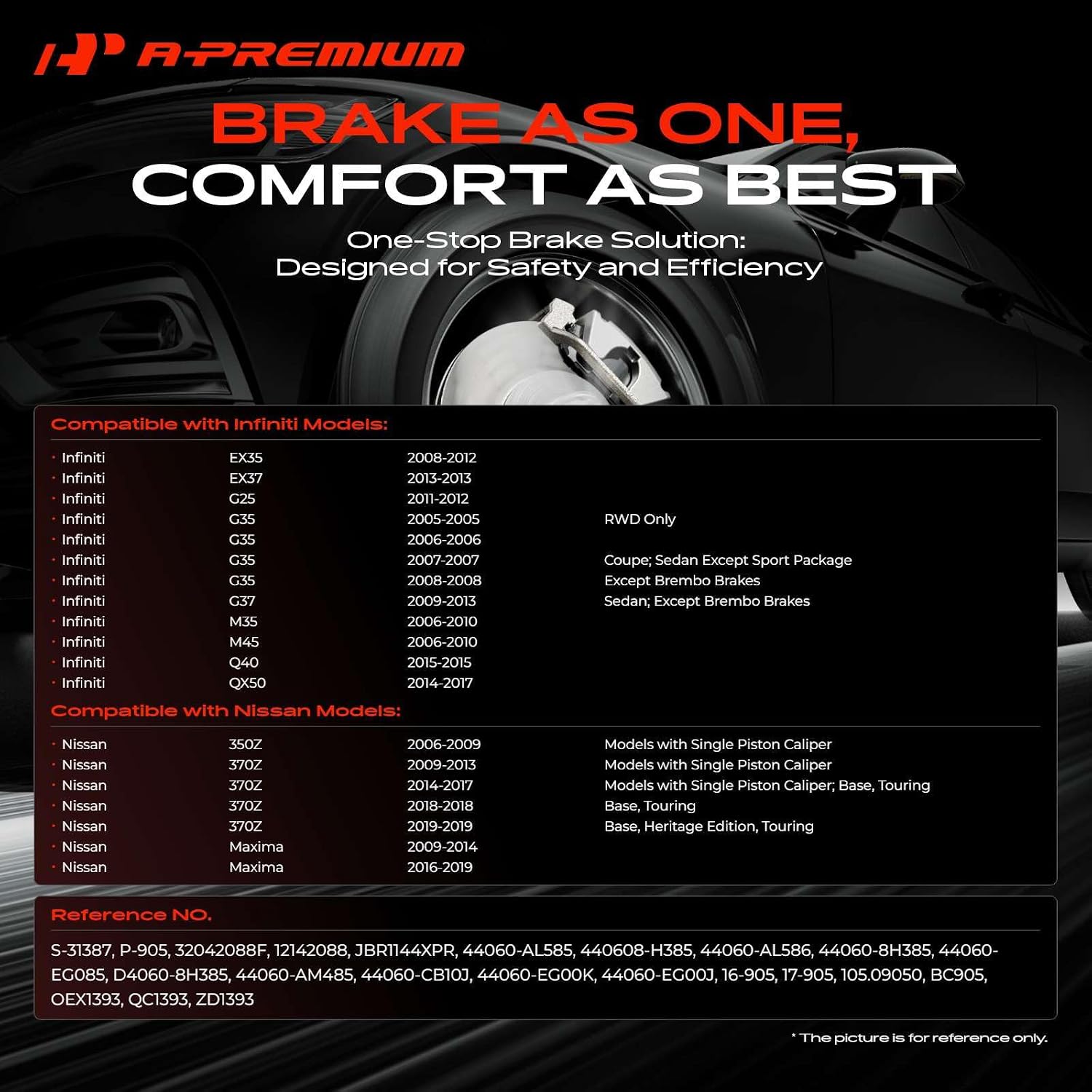 A-Premium 12.13 inch (308mm) Rear Drilled and Slotted Disc Brake Rotors + Ceramic Pads Kit Compatible with Nissan & Infiniti Models - M35/M45, Q40, Maxima, EX35, EX37, G25, G35, G37, QX50, 350Z, 370Z