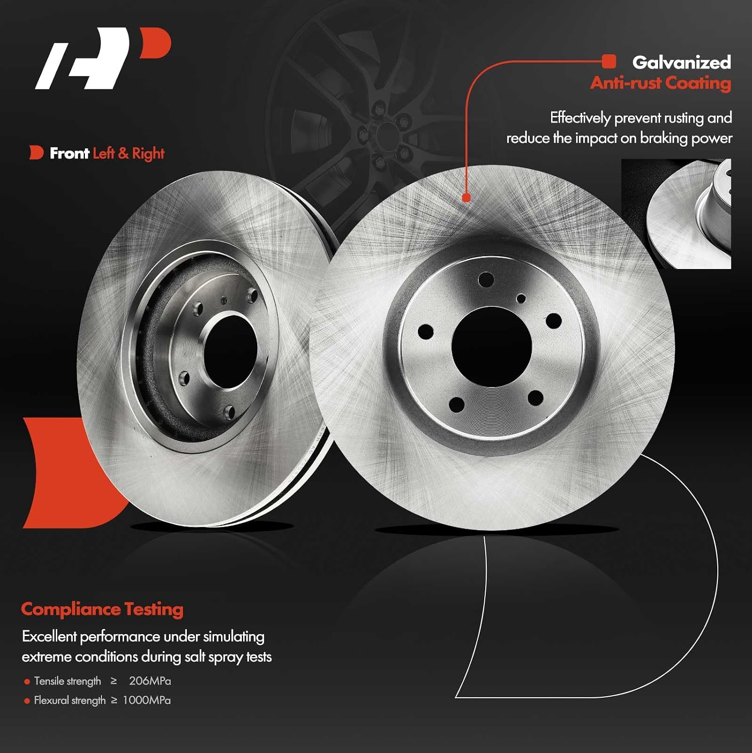 A-Premium Front Vented & Rear Solid Disc Brake Rotors + Ceramic Pads Kit Compatible with Select Nissan Models - Altima 2004-2008, Maxima 2006, 12-PC Set