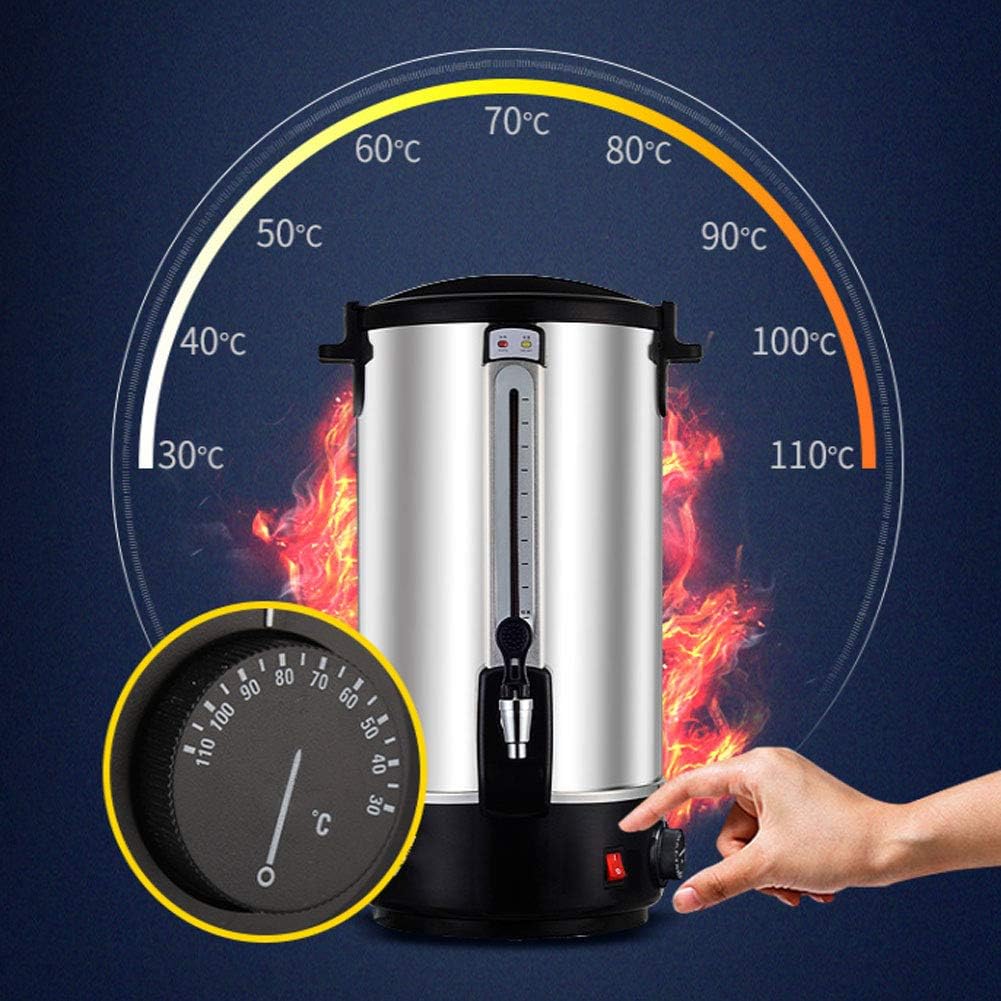 Drink Dispenser Commercial Electric Hot Water Boiler and Warmer Insulated Barrel Double Walled Beverage Dispenser with Spigot for Hot Water Milk Tea Coffee Juice, Home Party Use