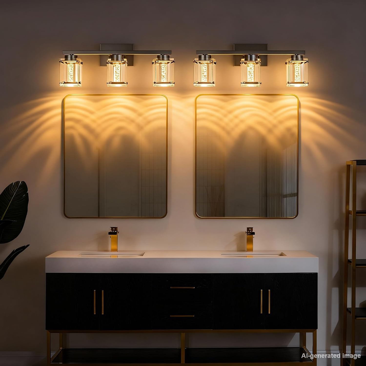 3 Light Bathroom Light fixtures in Brushed Nickel Finish LED Vanity Lights with Bubble Crystal Glass Modern Vanity Lighting fixtures Wall Mounted Lamp Over Mirror