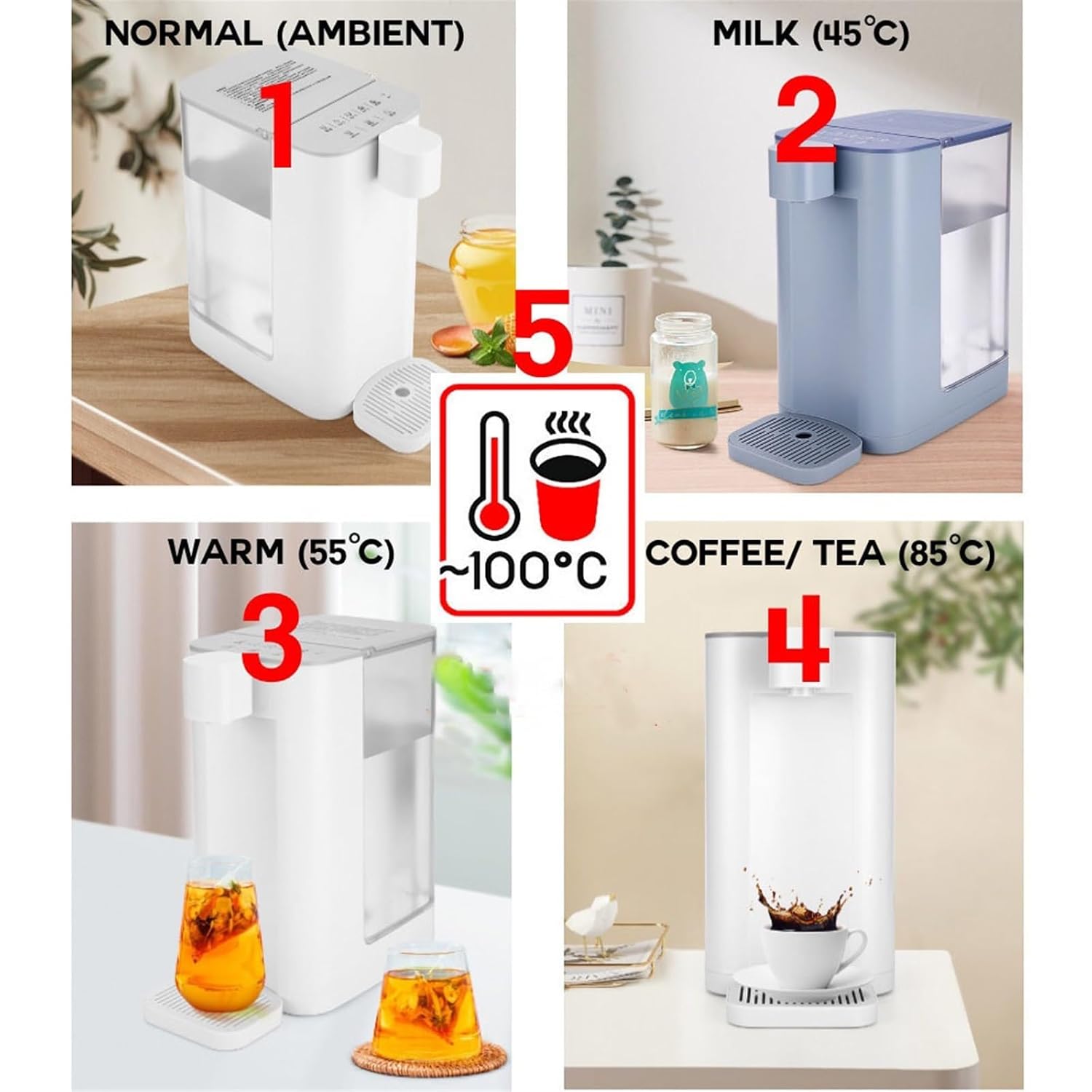 Hot and Cold Water Dispenser Instant Desktop Water Dispenser 3-Second Fast Heating Desktop Water Heater Mini Smart Water Dispenser(White)
