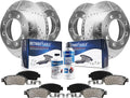 Detroit Axle - Brake Kit for 2012-2021 Nissan NV1500 NV2500 NV3500 Replacement Drilled and Slotted Disc Brake Rotors Ceramic Brake Pads : 14.17' inch Front and 14.36' inch Rear Rotor