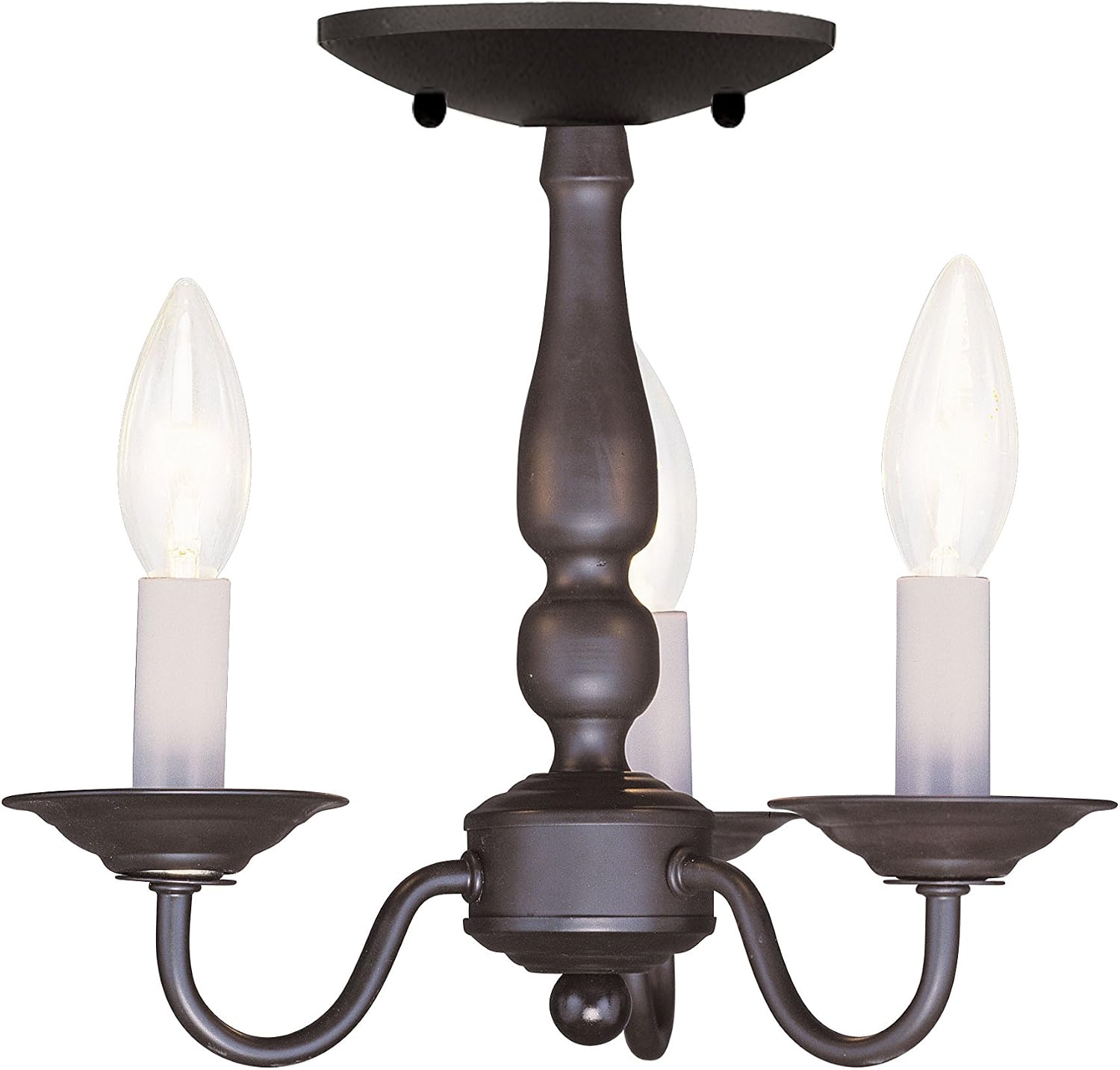 Livex Lighting 5009-07 Williamsburgh 3-Light Convertible Hanging Lantern/Ceiling Mount, Bronze
