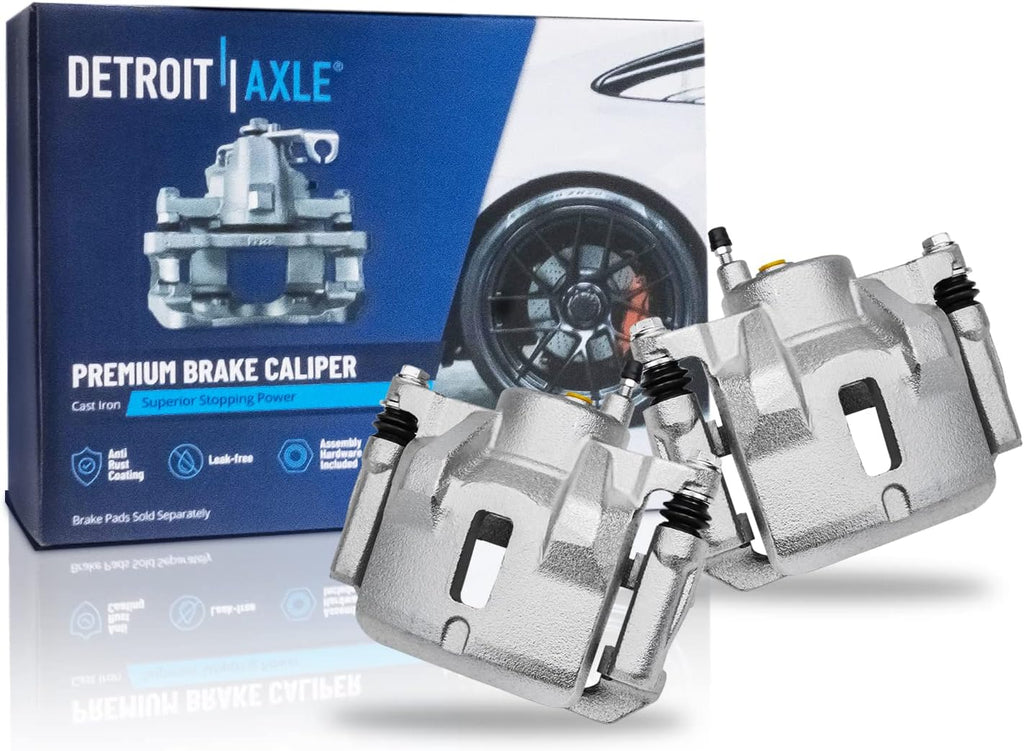 Detroit Axle - Front Brake Kit for 03-08 Toyota Corolla Matrix Pontiac Vibe, Drilled & Slotted Brake Rotors Ceramic Brake Pads Brake Calipers 2003 2004 2005 2006 2007 2008 Replacement