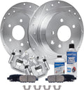 Detroit Axle - Rear Brake Kit for Nissan Maxima Altima Drilled and Slotted Brake Rotors Ceramic Brakes Pads Brake Calipers Replacement: 11.50' inch Rear Rotors