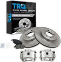 TRQ Front Brake Pad and Rotor Set Ceramic Vented Rotors Calipers Compatible with 2003-2005 Honda Civic