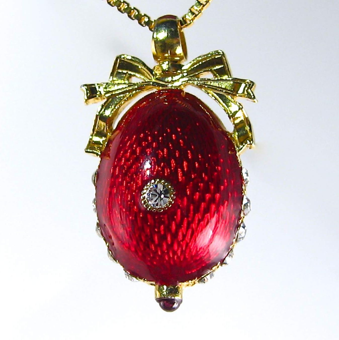 Ladybugs Red Guilloché Enamel Sterling Silver Necklace Pendant Genuine Garnet Crystals 24k Gold Plate Chain