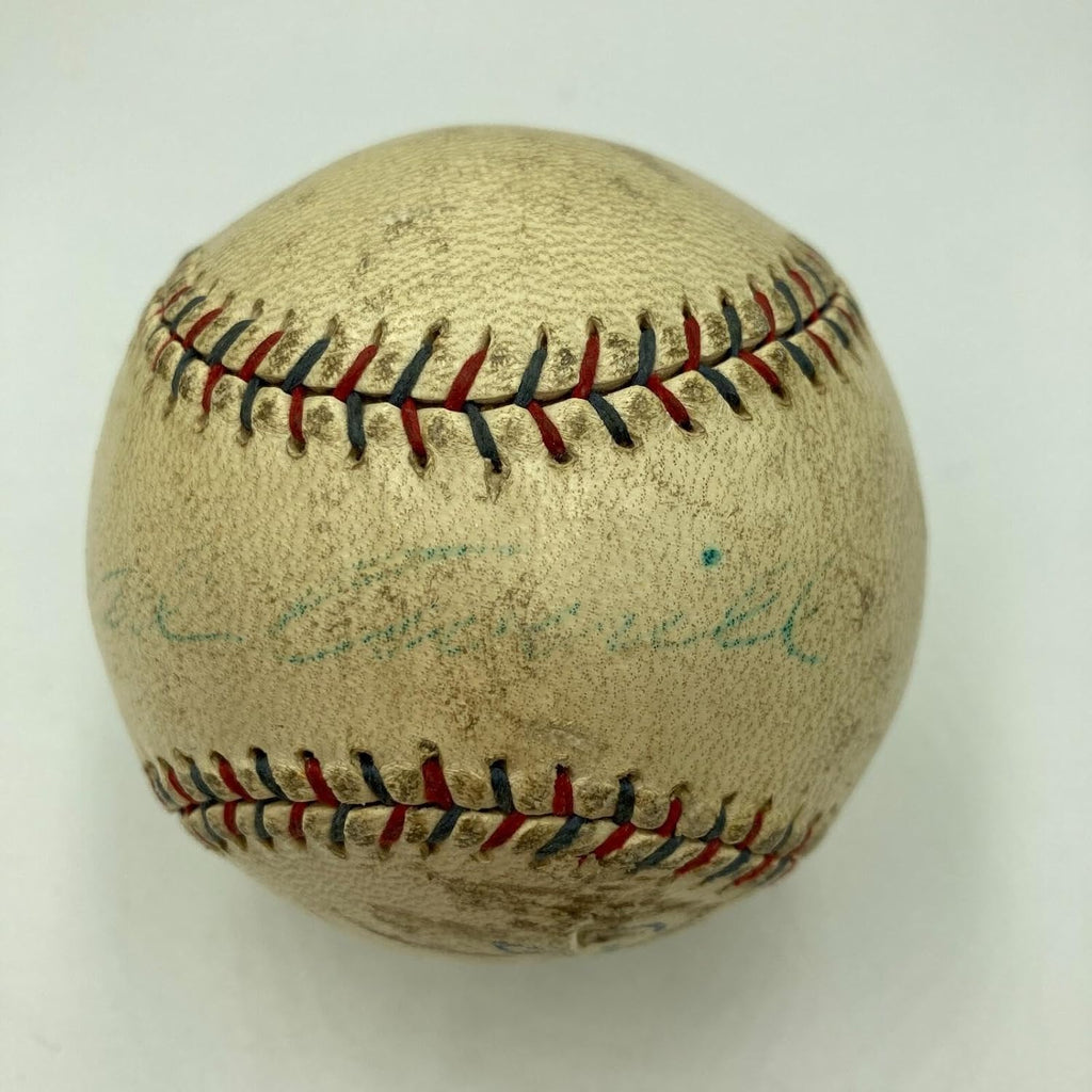 Earl Averill 1929 Rookie Single Signed AL Game Used Baseball PSA/DNA LOA - MLB Autographed Game Used Bases