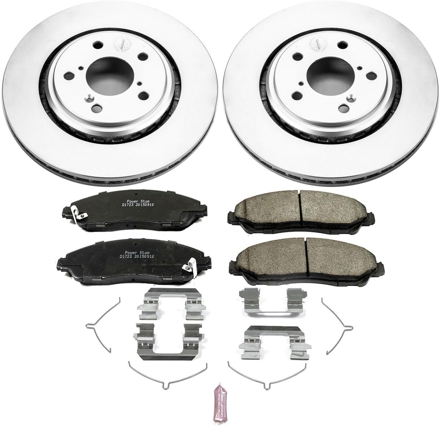 PowerStop Front Brake Kit for Acura MDX 2017-20 |Honda Pilot 2016-22 |Ridgeline 2017-25 - Fully-Coated Disc Rotors with Z17 Ceramic Brake Pads Replacement, CRK7352
