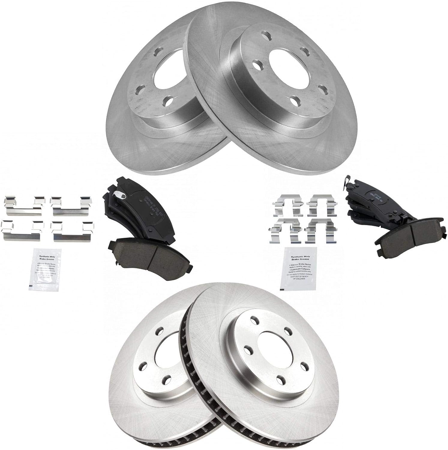 TRQ Front and Rear Brake Pad and Rotor Set Ceramic Compatible with 2003-2004 Buick Park Avenue 2000-2005 Cadillac DeVille 2004 Seville