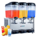 Commercial Beverage Dispenser 54L 14.3 Gal Triple Tank Refrigerated Drink Machine 400W Stainless Steel Cold Juice Dispenser with LED Lighting and 360 Degree Stirrer 110V