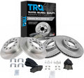TRQ Front and Rear Brake Pad and Rotor Set Ceramic Vented Solid Rotors Compatible with 2003-2008 Hyundai Tiburon