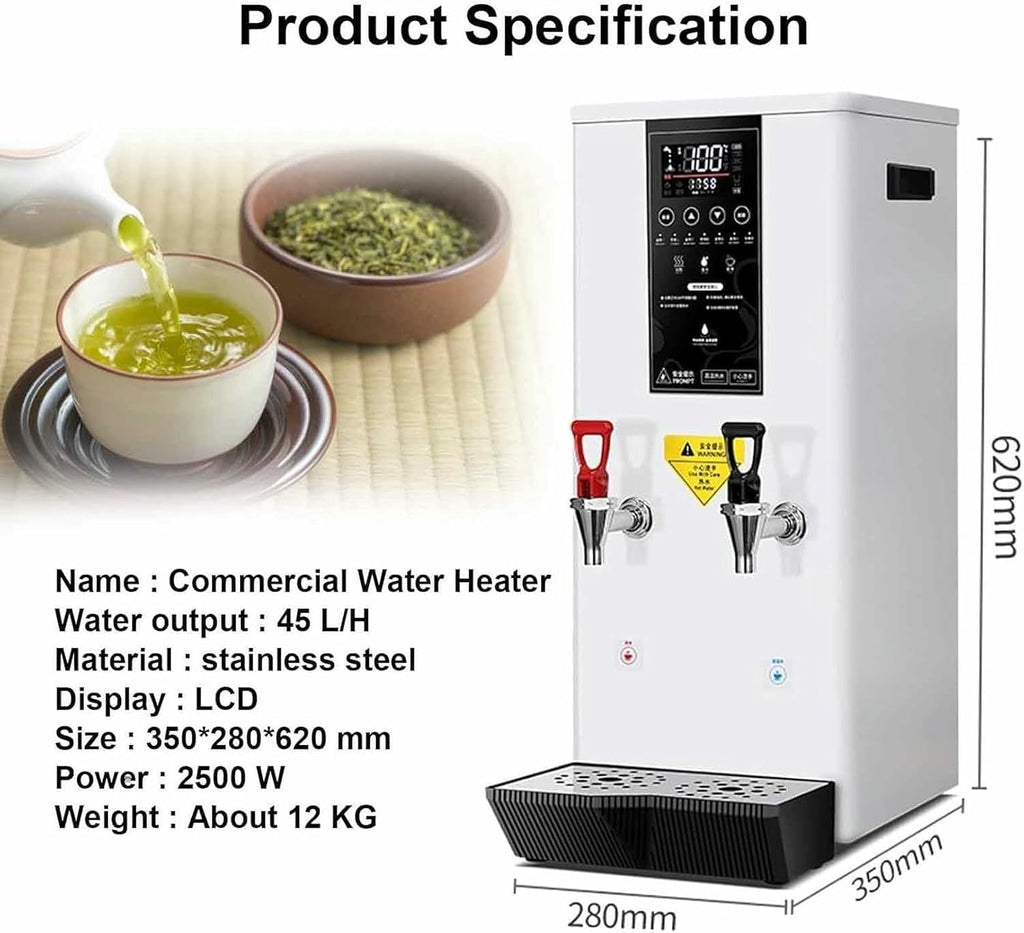 Commercial Water Boiler Dispenser,Stainless Steel Automatic Boiling Water Machine,45L Large Capacity Hot Water Dispenser with LCD Display for Tea,Coffee,Home(Black)