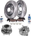 Detroit Axle - Front Brake Kit for 16-20 Hyundai Tucson, 17-20 Kia Sportage, 12.00'' inch Drilled & Slotted Brake Rotors Ceramic Brake Pads Wheel Bearing & Hubs 2017 2018 2019 2020 Replacement